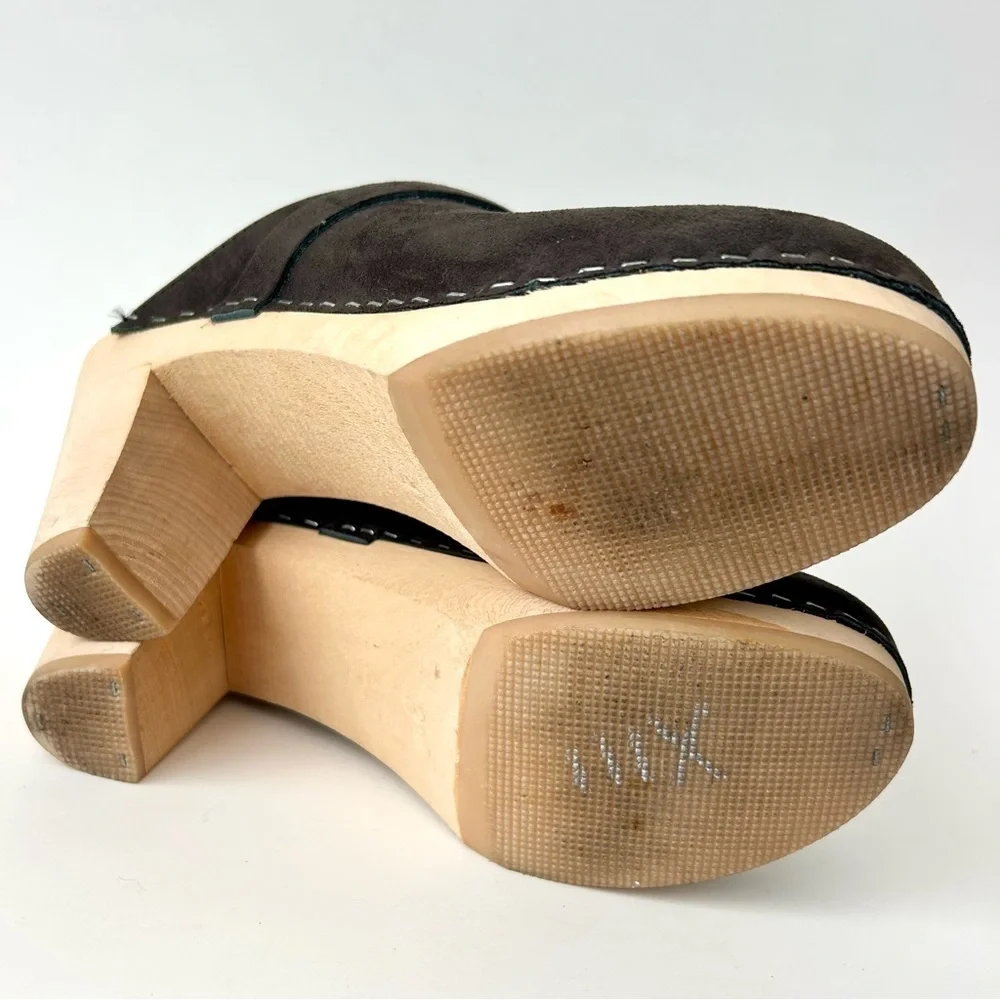 Maguba Anthropologie Stockholm Clogs Black Nubuck Suede Swedish Size 37 - Picture 12 of 14
